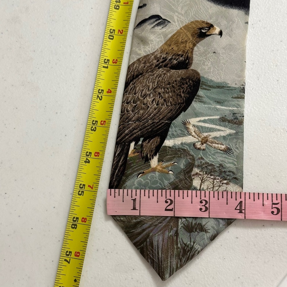 Endangered Species Golden Eagle Silk Tie Wildlife Landscape Purple Vintage OS